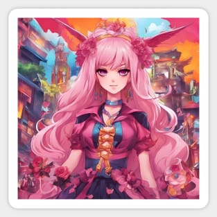 Pink anime party princess Sticker